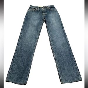 VTG Gap Jeans Women 1 Long Low Rise Straight Leg Blue Denim Button Fly 5 Pocket